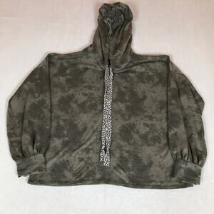 7th Ray Acid Wash Gray Leopard Drawstring Hoodie Sweatshirt